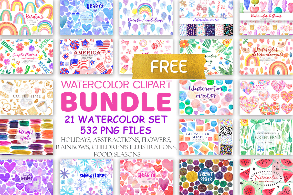 19-Feb-2023-Free-Watercolor-Clipart-Bundle-